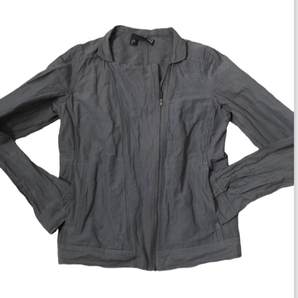 Eileen Fisher Lightweight Steel Gray Moto Jacket in Dapple
